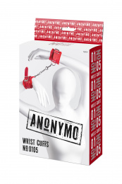 Наручники Anonymo #0105, PU кожа, красные, 19,5 см