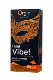 Съедобный гель с эффектом вибрации Orgie DUAL VIBE!, со вкусом коктейля секс на пляже, 15 мл