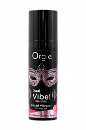 Съедобный гель с эффектом вибрации Orgie DUAL VIBE! Strawberry Gin And Tonic, на водной основе, 15мл