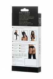 Комплект Glossy ALMIRA из материала Wetlook (пояс с пажами для чулок и трусики), черный, S