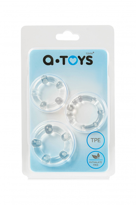 Набор эрекционных колец на пенис A-Toys by TOYFA, силикон, прозрачный, Ø 3,5/3/2 см